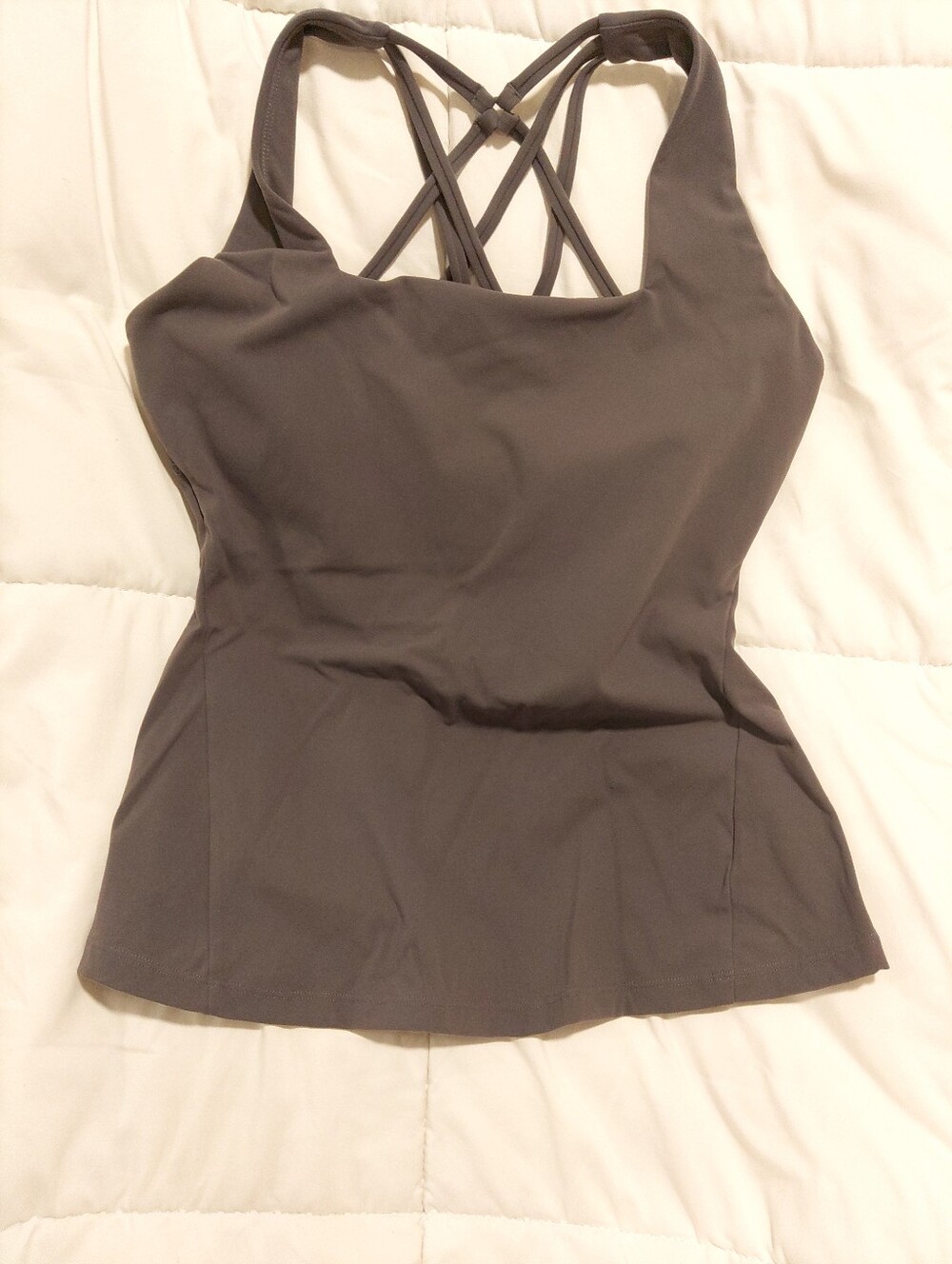 Buffbunny Collection Revolution Tank Top in Charcoal Gray/Blue